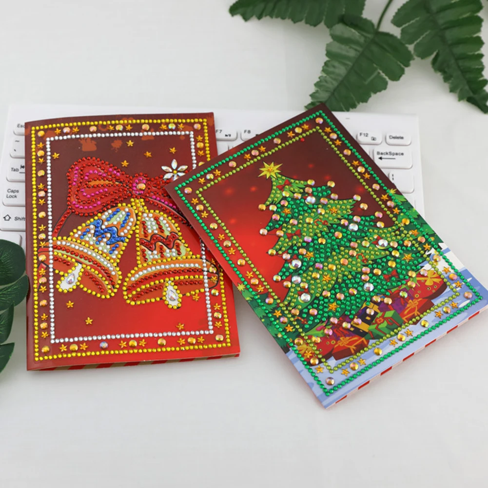 4 шт. напечатанный DIY красочный бриллиантовый рисунок Рождество милый из картона, для подарков 5D Санта Клаус мультфильм записываемая поздравительная открытка