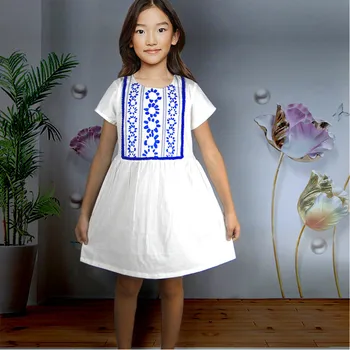 

Baby cotton dress Cotton girls dress Children summer dress Girls Cotton Embroidered Short Sleeve A-line Dress