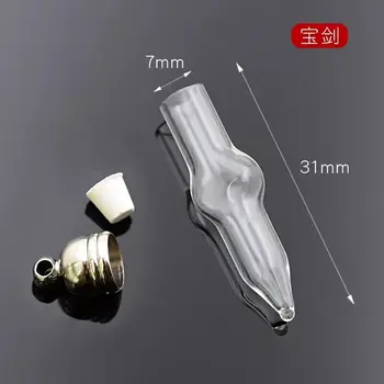 

500pcs Sword 5mm glue cap glass Vial Pendant locket charms mini wishing glass bottles with Tassel cap name on rice art jewelry