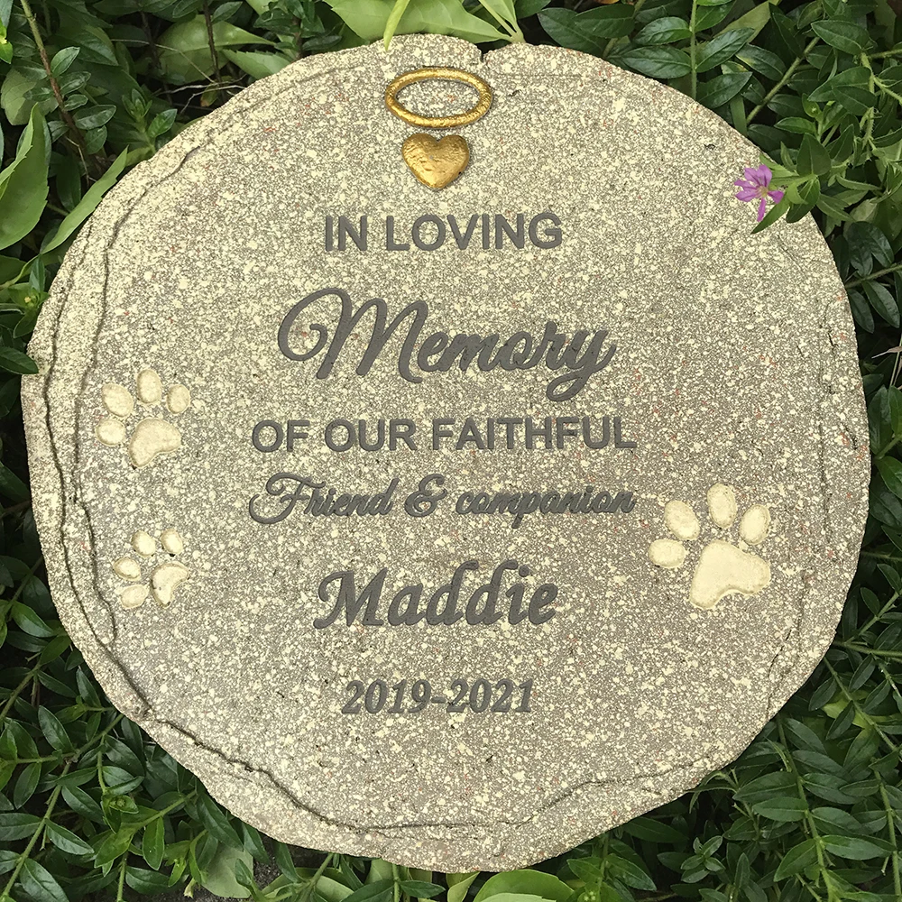 Personalized Pet Dog Memorial Laser Engraved Stone Dog Headstone Pet Memorial Stone Grave Marker Tombstone Garden