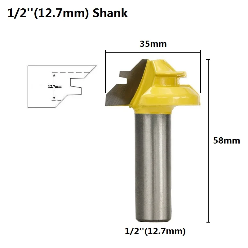 1 шт. 45 градусов Блокировка Торцовочная фреза Бит 1/4 ''(6,35 мм) 1/2''(12,7 мм) Хвостовик шарнирный фреза долото фрезерование древесины Tenon фреза