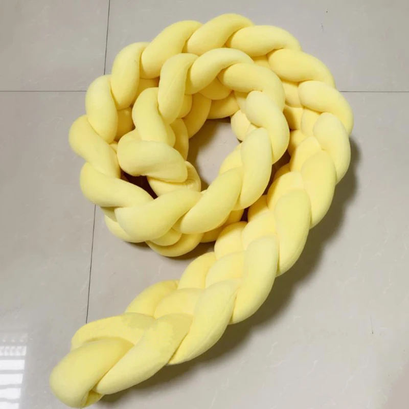 yellow 1 м/1,5 м длина четыре акции нодик завязанный новорожденный бампер длинная завязанная коса подушка детская кровать бампер в кроватку Детская комната Декор - Цвет: yellow