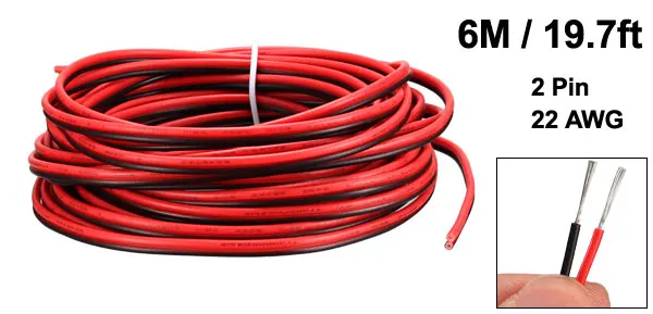 Uxcell 2 м 6 м 9 м 15 м красный черный провод 2pin УДЛИНИТЕЛЬ шнур 20-28 AWG параллельный провод Оловянная медь для светодиодной ленты