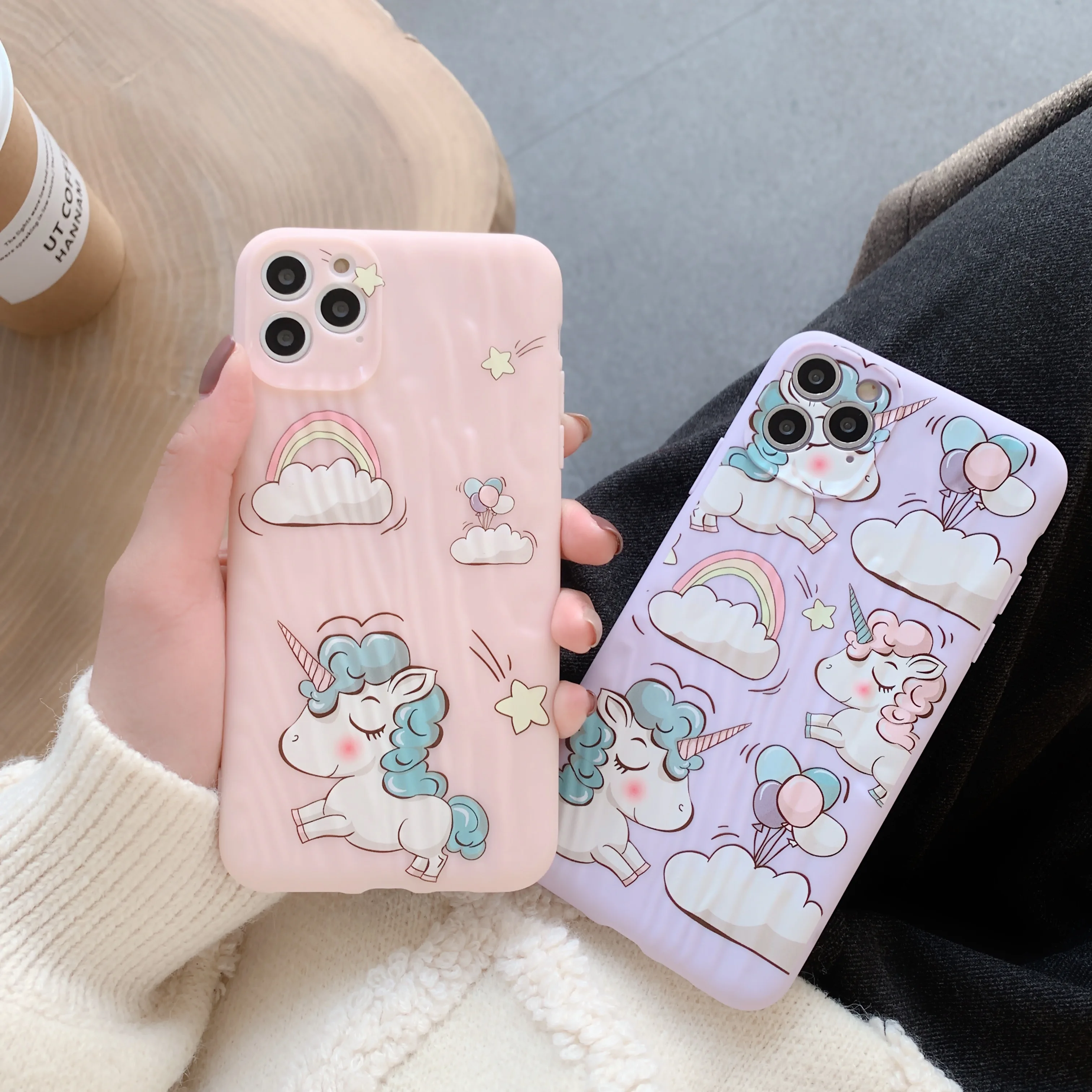 Texture Cover for IPhone 11 Pro X XR XS Max 7 8 6 6s Phone Case Quicksand Graffiti unicorn Lovely Schoolgirl Cinda |