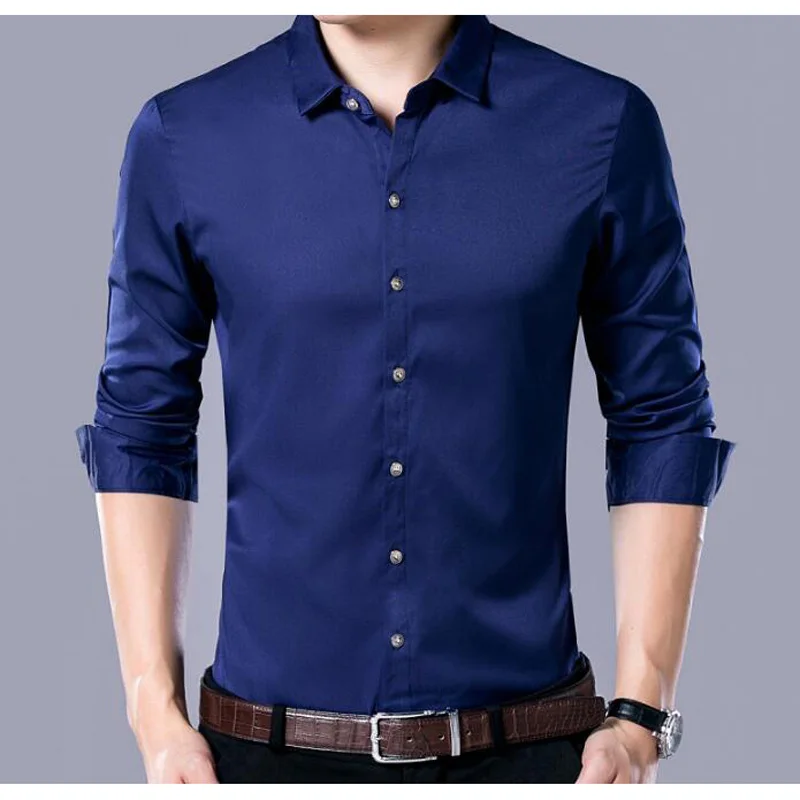 Men Long Sleeve Shirt New Brand Solid Color Business Office Formal Men Dress Shirt Plus Size Male Shirt Chemise