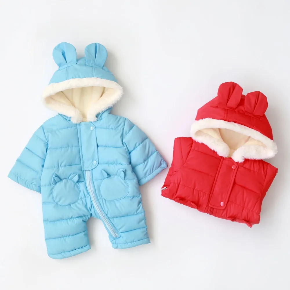 Одежда для новорожденных; осенне-зимний комбинезон; теплый зимний комбинезон из хлопка для мальчиков и девочек; комбинезоны с капюшоном для детей; Детский комбинезон унисекс