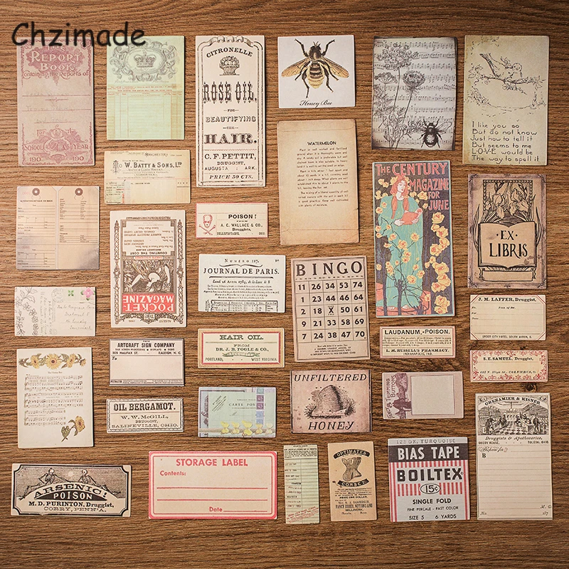 Chzimade Vintage Bee European Paper Stickers Junk Journal Scrapbooking Stickers Office School Stationery Paper Crafts