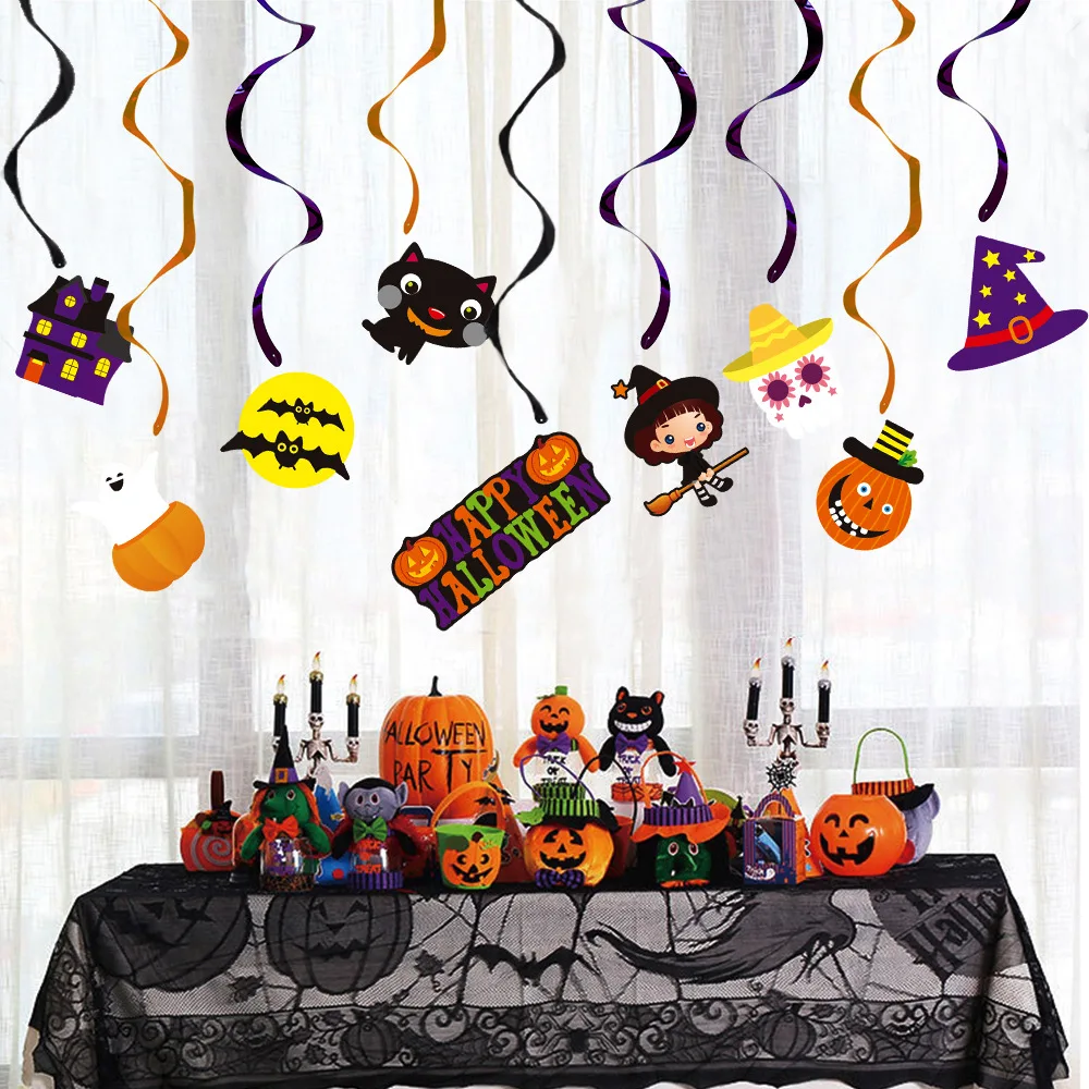 

8pcs/lots Happy Hallowen Party Decorations Pumpkin Witch Pirate Vampire Ceiling Hanging Pendants for Home Bar Halloween Party
