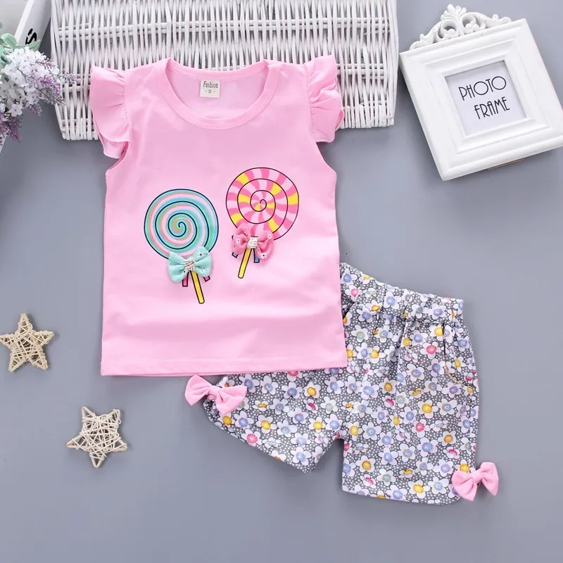 Baby Girls Clothes Suit Summer Newborn Sleeveless Vest Shorts 2pc Sets Infant Casual Sports Clothing Outfits Kids Tracksuits Kids Clothing Set Kids Sports Suit Children Sports Suit Girls Clothing Set