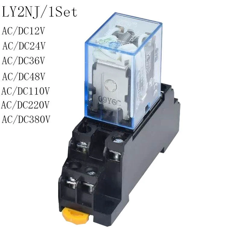 

1Pc LY2NJ HH62P HHC68A-2Z Electronic Electromagnetic Relay 10A 8PIN Coil DPDT With Socket AC/DC12V,24V 36V 48V 110V,220V 380V