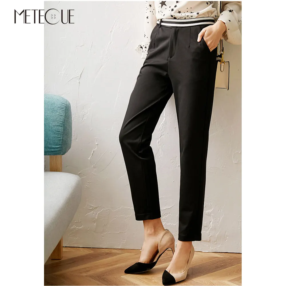 Office Lady High Waisted Women Pencil Pants 2020 Spring Summer Fashion Color Patchwork Women Trousers Black Color Women Capris Office Lady High Waisted Women Pencil Pants 2020 Spring Summer Fashion Color Patchwork Women Trousers Black Color Women Capris