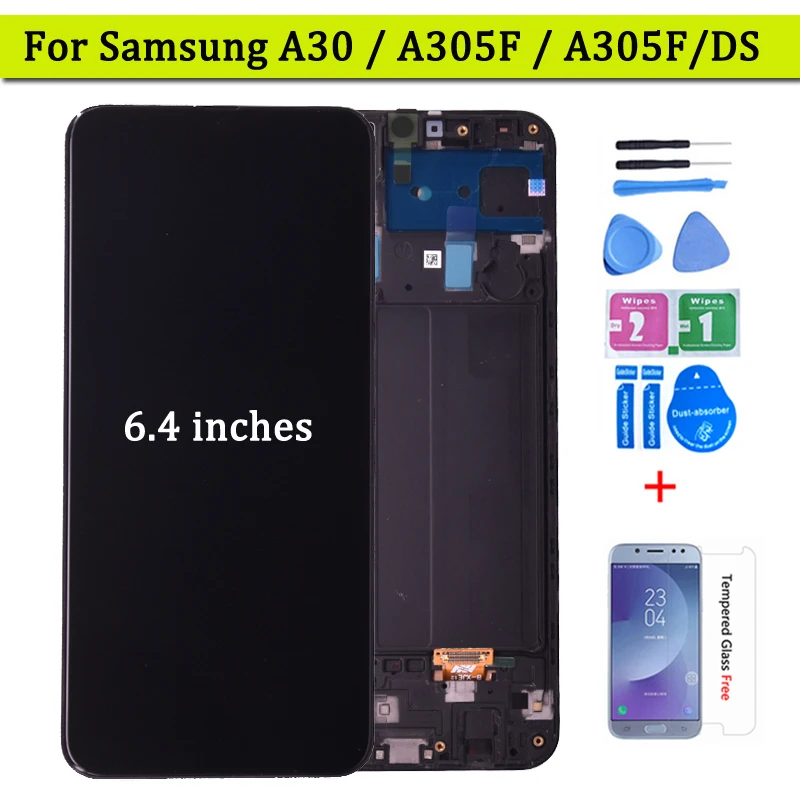Дисплей 6 4 ''для SAMSUNG GALAXY A30 A305/DS A305FN A305G A305GN A305YN ЖК дисплей с сенсорным экраном и