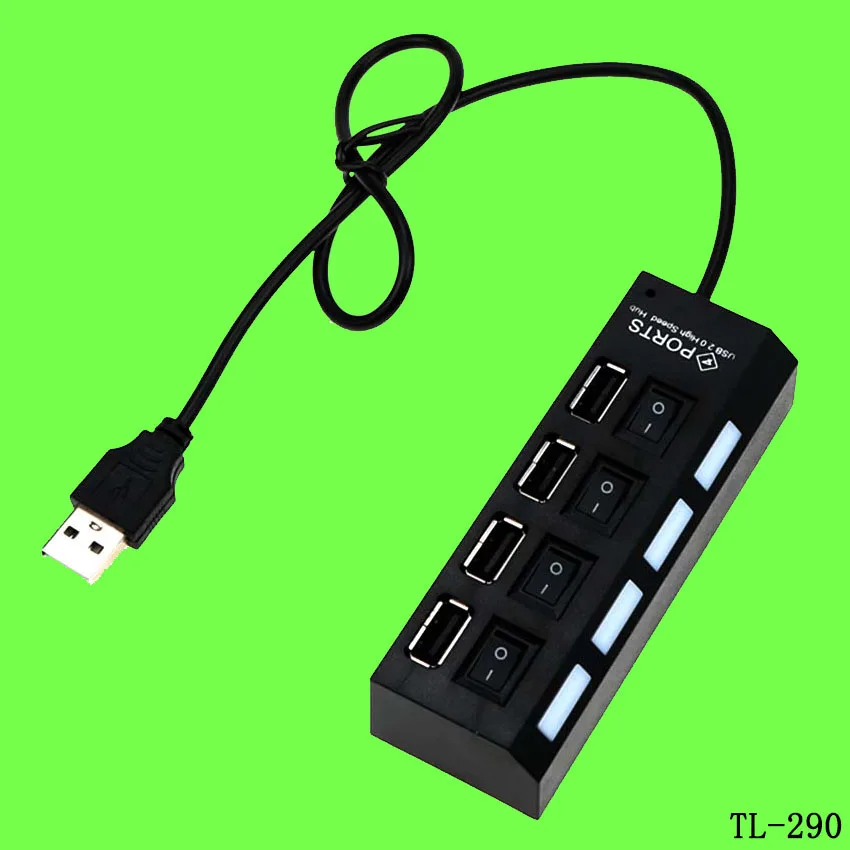 Usb-концентратор 4-портовый концентратор Высокоскоростной мультиинтерфейс 2,0 концентратор вкл/выкл независимый индикатор переключения света четырехбитный сплиттер адаптер