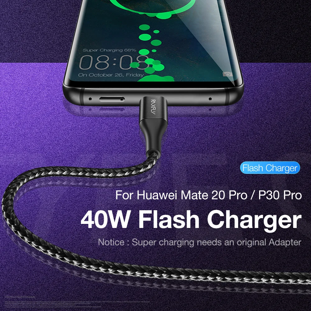 RAXFLY 5A супер зарядный провод usb type C кабель для samsung A50 шнуры передачи данных huawei P30