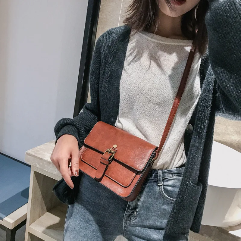 JIAMEN New Vintage Women Flap Fashion Casual Leather Shoulder Bags Lady Crossbody Messenger Bag Elegant Envelop Clutch Purse