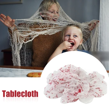 

Table Cover Halloween Decor Party Supplies Tablecloth Props Gauze Blood Printed Haunted House Easy Clean Dustproof Home Horror