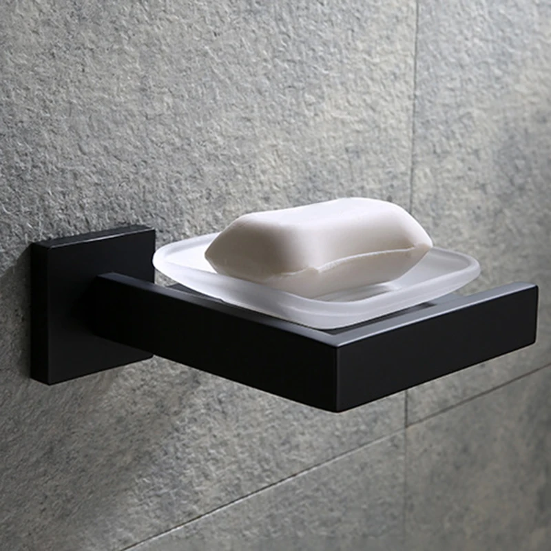 

Bathroom Soap Dish Holder Wall Mount Modern Square Stainless Steel Soap Dish Rack 66CY
