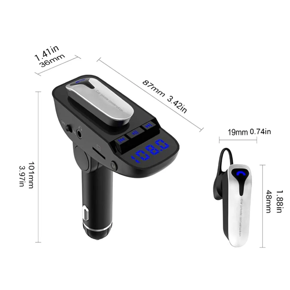 DSYCAR 1 шт. ER9 авто беспроводной Bluetooth громкой связи FM передатчик MP3 плеер с наушником