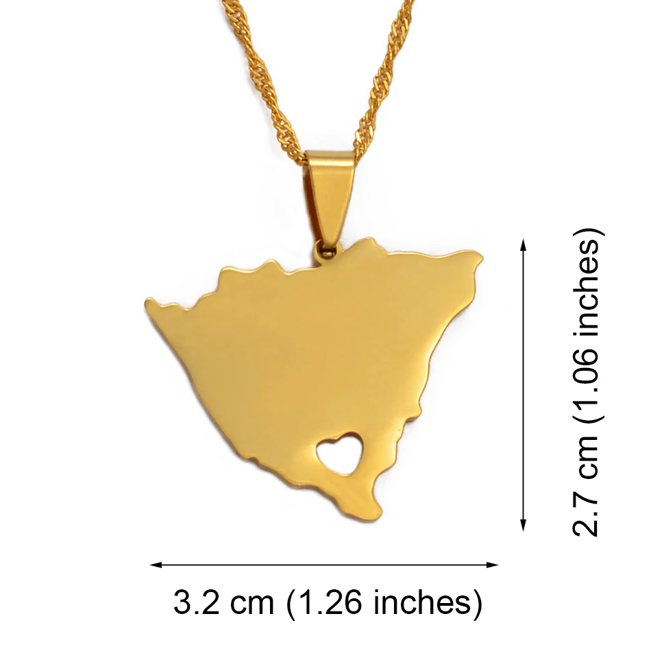 Anniyoc Nicaragua карта кулон и ожерелья для женщин золотой цвет Шарм Золотая карта ювелирные изделия патриотические подарки#018221