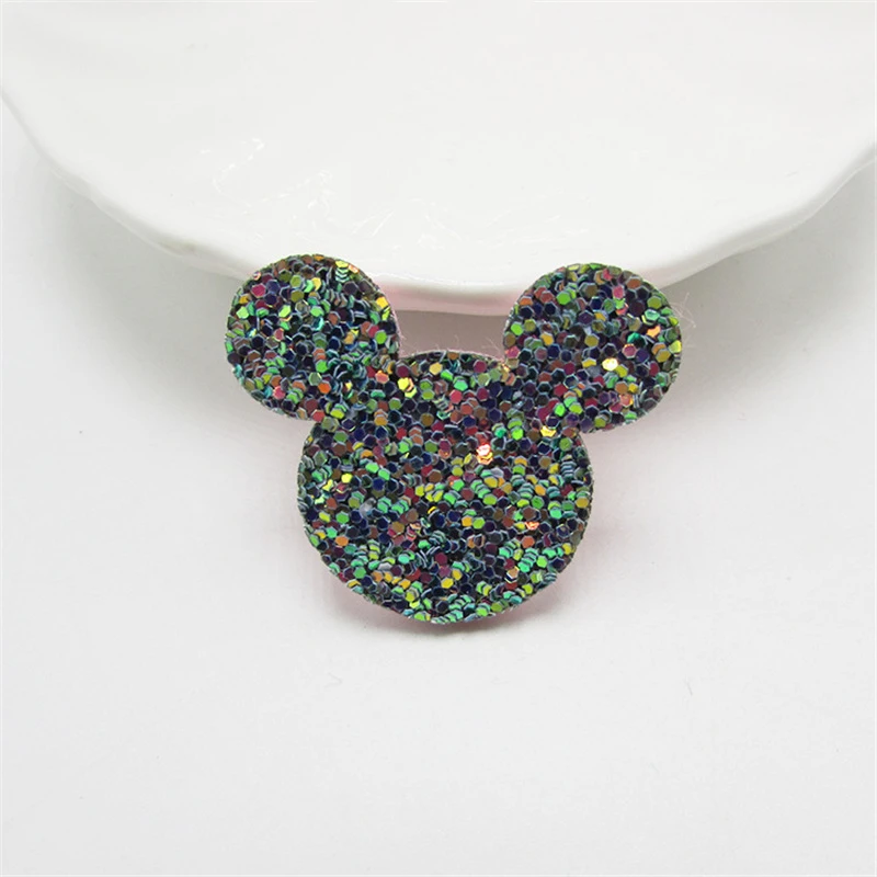 20-100Pcs Glitter Stars/Heart/Crown Patches Appliques DIY Craft Supplies Basteln Kids Hair Pin Accessories Material Ornaments - Цвет: Dark green Mickey