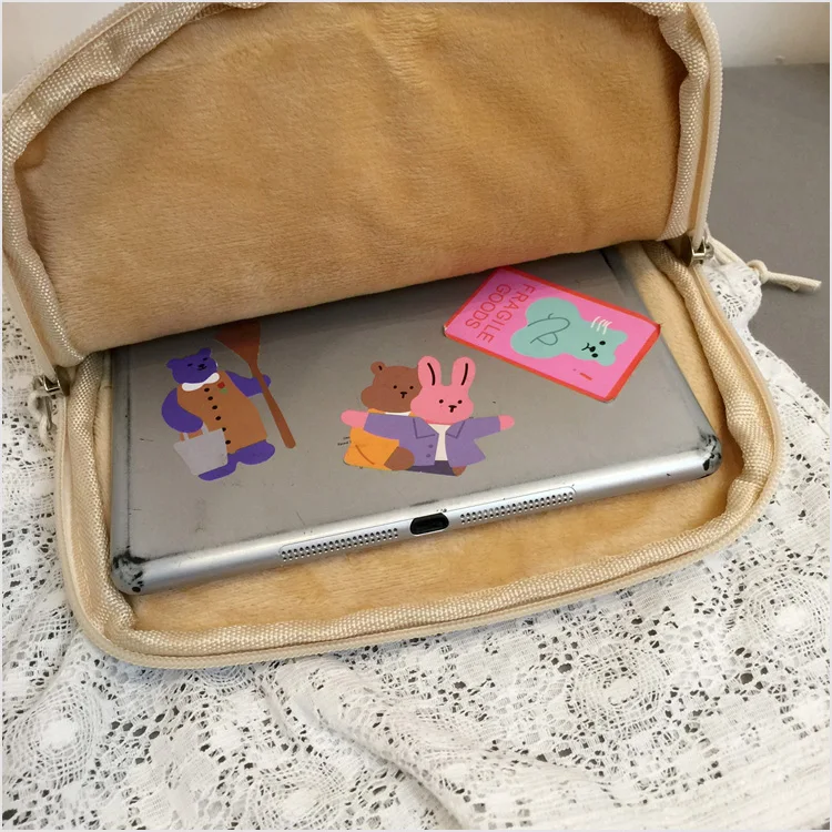 13 Inch Cute Cat Laptop Sleeve Bag For Mac Ipad Pro15 inch Thick Cotton Laptop Tablet Inner Case Keyboard Ipad Air 4 10.5 inch