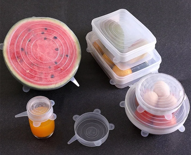 6PCS/Set Silicone Fresh-keeping Lid Bowl Lid Sealed Refrigerator Wrap Food Grade Silicone Kitchen Storage Supplies