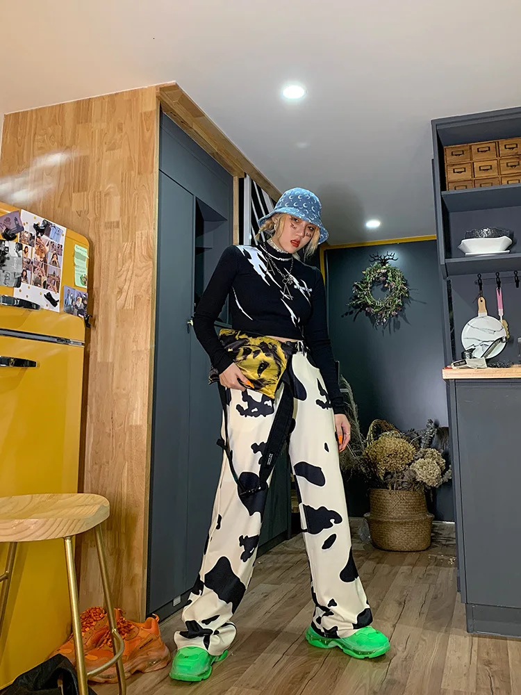 XUXI Comfortable Cow Wide Leg Pants Directly Canister Thin Woman Leisure Pants To Mop The Floor White Sweatpants FZ0137