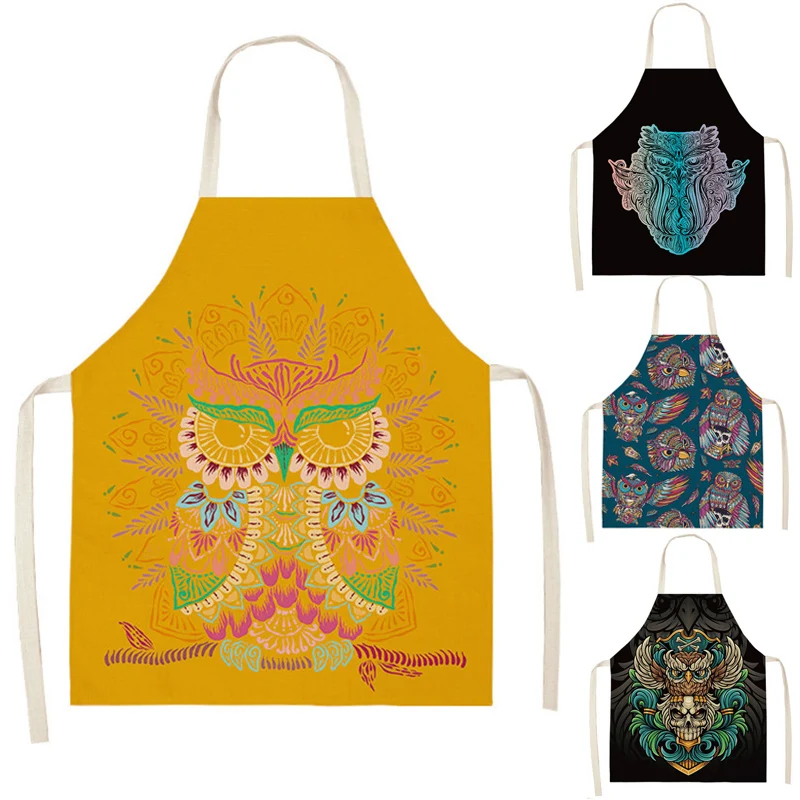 

Kitchen Apron Cartoon Owl Kids Aprons BBQ Bib Apron for Women Cooking Baking Restaurant Apron Cartoon Home Cleaning Tools