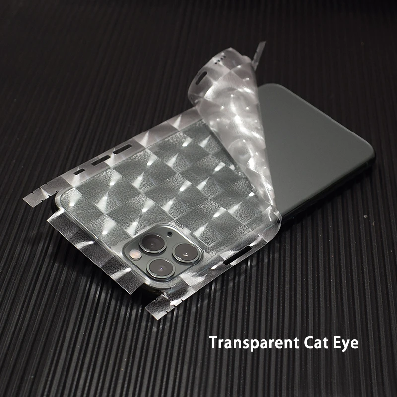 Clear Cat Eye Прозрачная 3D пленка из углеродного волокна крокодиловой кожи, пленка для телефона, наклейка на заднюю панель для iPhone 11 Pro XS MAX XR X 8 7 6 6S Plus, наклейка - Цвет: Clear Cat Eye