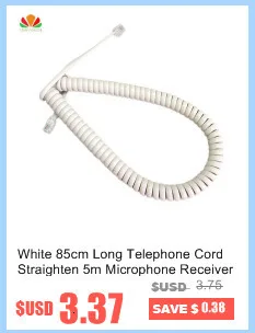 Горячая 35 см телефонный шнур выпрямить 2 м Микрофон приемник линии RJ22 4P4C разъем медный провод Телефон кривой громкости кабель телефонной трубки