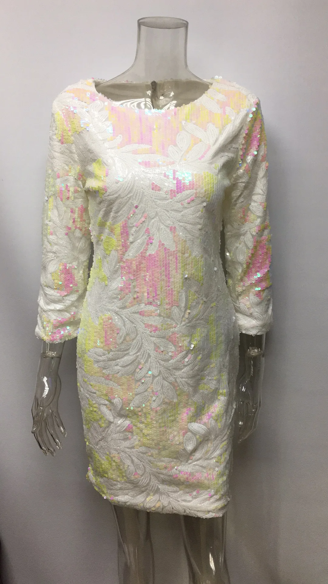 New Style Hot Selling Europe And America WOMEN'S Dress Autumn Long Sleeve Sequin Sheath Sequins Dress A2467
