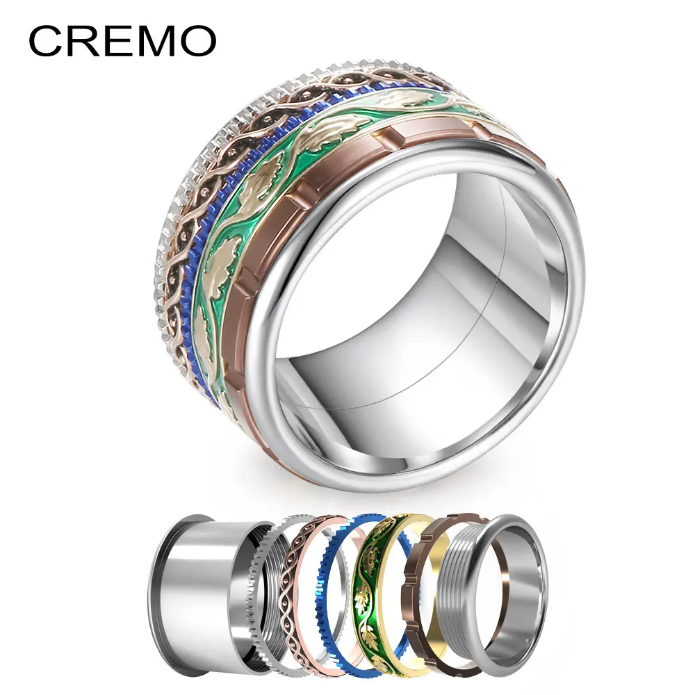 Dicsgee Boho Spinner Ring for Men Women Stress Release Accessory Classic Stainless Steel Wedding Band Casual Sport Jewelry | Украшения и