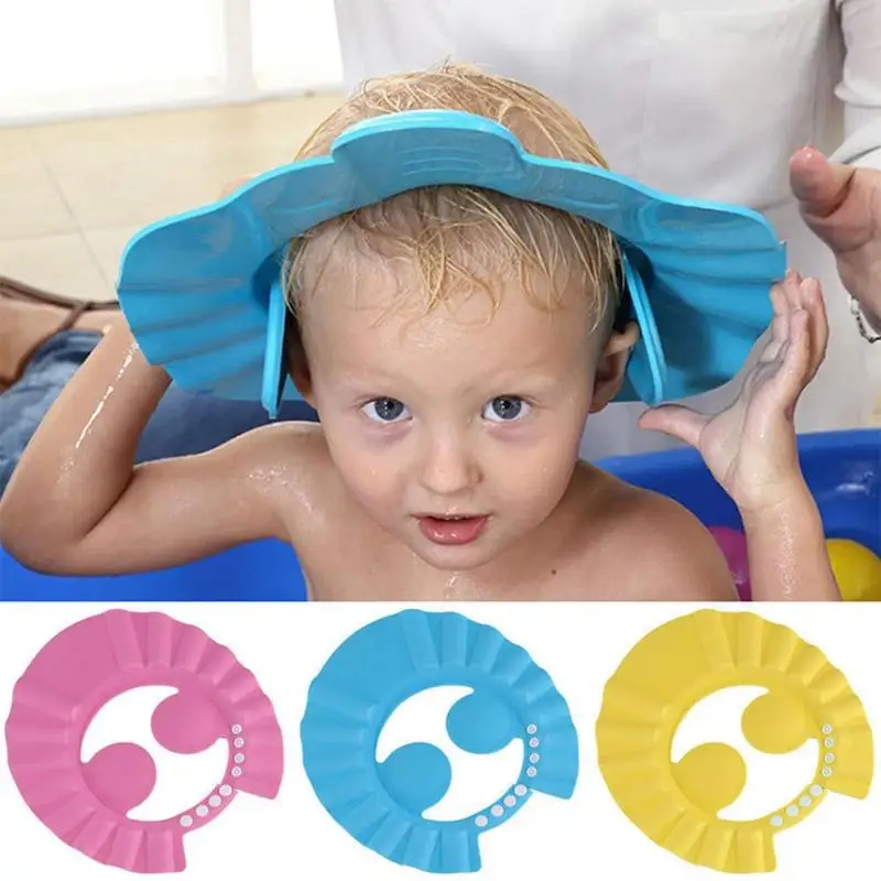 

New Children Waterproof Cap Baby Safe Shampoo Bath Bathing Shower Cap Hat Wash Hair Shield Adjustable Elastic Shampoo Cap