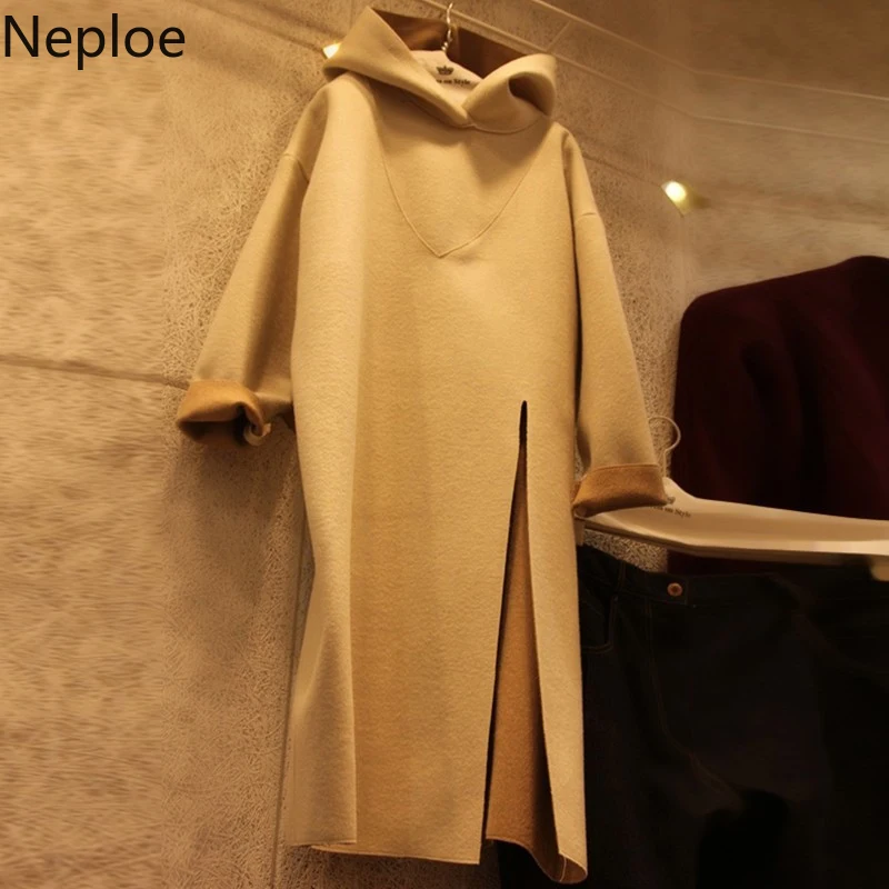 

Neploe Korean Split Long Hoodies Women Clothes 2019 Harajuku Fashion Loose Leisure Oversized Long Sleeve Hooded Sweatshirt 54264