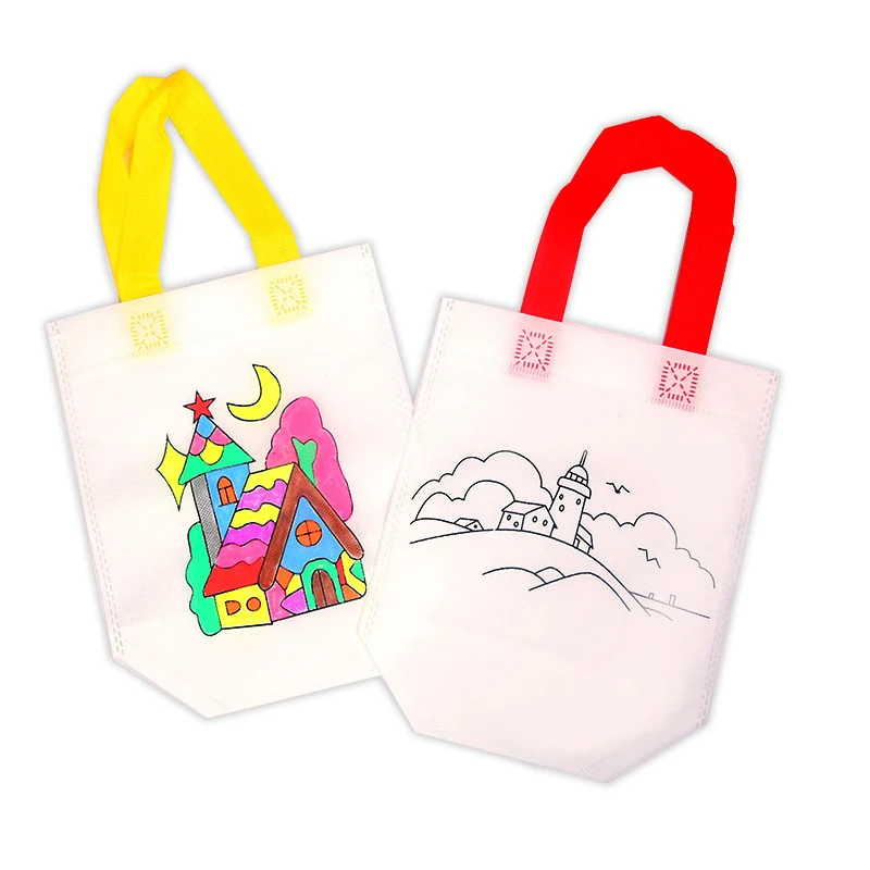 10 шт. DIY обучающие игрушки для детей антистрессовые Пазлы Экологичные граффити мешок нетканые Дети Ручная роспись Рождественский подарок