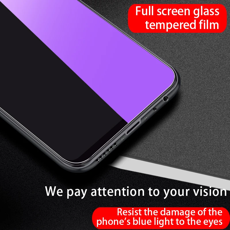 Защитное закаленное стекло для Xiaomi Redmi Note 7 K20 Note 8 Pro HD, анти-синий светильник, защитная пленка на весь экран