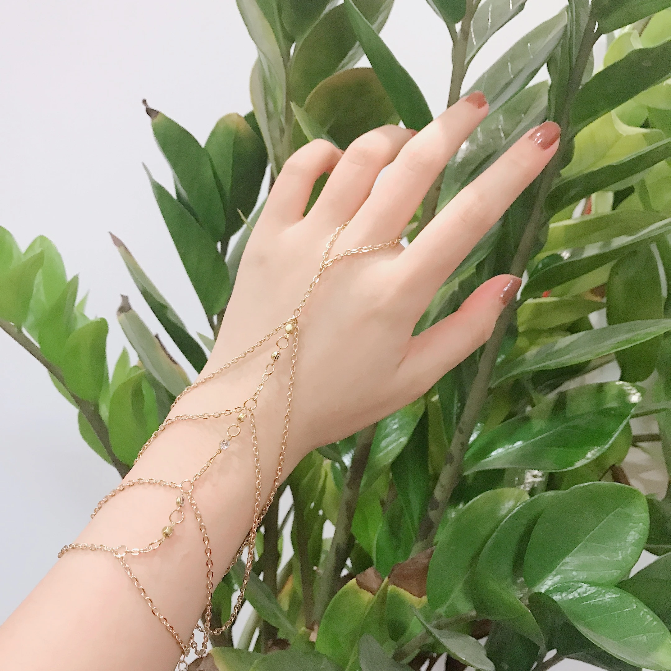 India Jari Tangan Rantai Rumbai Kristal Emas Harness Budak Gelang Untuk Wanita Multilayer Gaya Punk Gelang Perhiasan Hadiah Rantai Link Gelang Aliexpress