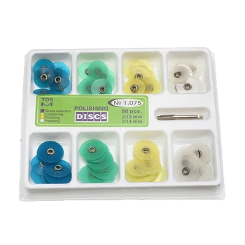 

80pcs/Box 12mm 14mm Dental Finishing and Polishing Discs Set Metal Bush Composite Finishing Contouring Tool Dental Kit