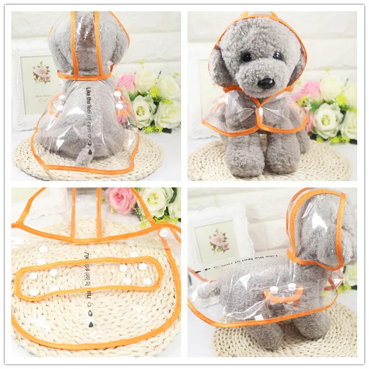 New Arrive Transparent PVC Waterproof Pet Raincoat Pet Clothes Light Clothes Waterproof Small Dog Raincoat with hood