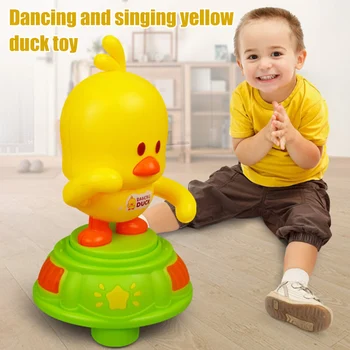 

Electric Small Duck Toy Dancing Music Rotation with LED Light for Children Kids Hot Sales