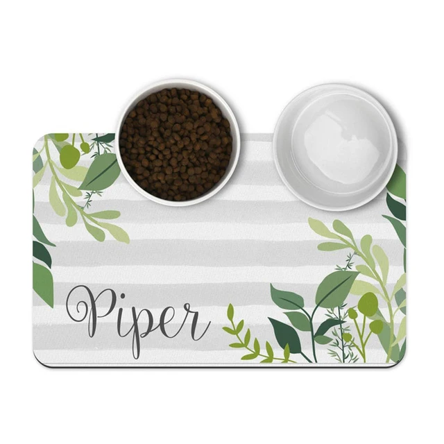 PU Leather Waterproof Pet Placemat Dog Mat Cat Mat Bowl Plate Pet Drinking Feeding Placemat Customize Name For Puppy And Kitten P