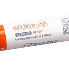 EAGTAC 21700 5000mAh 3,7 V защищенная литий-ионная батарея(10 А разряд) Япония ячейка латунь Кнопка сверху