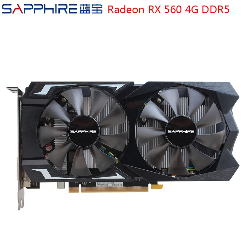 Видеокарта SAPPHIRE AMD Gaming Radeon RX560, 4 Гб, 128 бит, GDDR5, PCI, настольная, RX560D, видеокарта для игрового ПК, используемые карты AMD