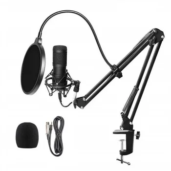 

Studio Condenser Microphone Kit with Shock Mount Flexible Scissor Arm Stand Filter Windscreen Connection Cable for Broadcast
