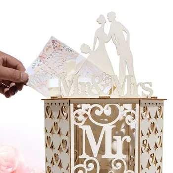 

Anniversary Graduations Vintage Collection Gift Exquisite Money Birthday Wedding Card Box Baby Shower DIY Wooden Hexagon Mailbox