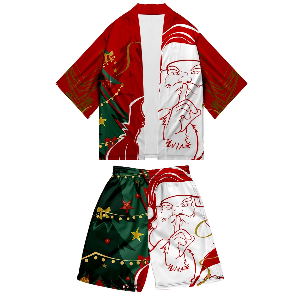 

Christmas Kimono shorts set cool Japanese style comfy fashion summer men's sets
