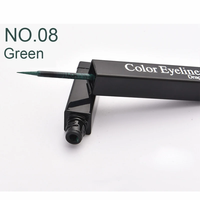 eyeliner-green Цветная Водостойкая тушь для ресниц, быстрая сушка, подкручивание, удлинение, макияж, ресницы для глаз, голубые, зеленые, красные, фиолетовые, черные, белые, чернильная тушь для ресниц - Цвет: eyeliner-green