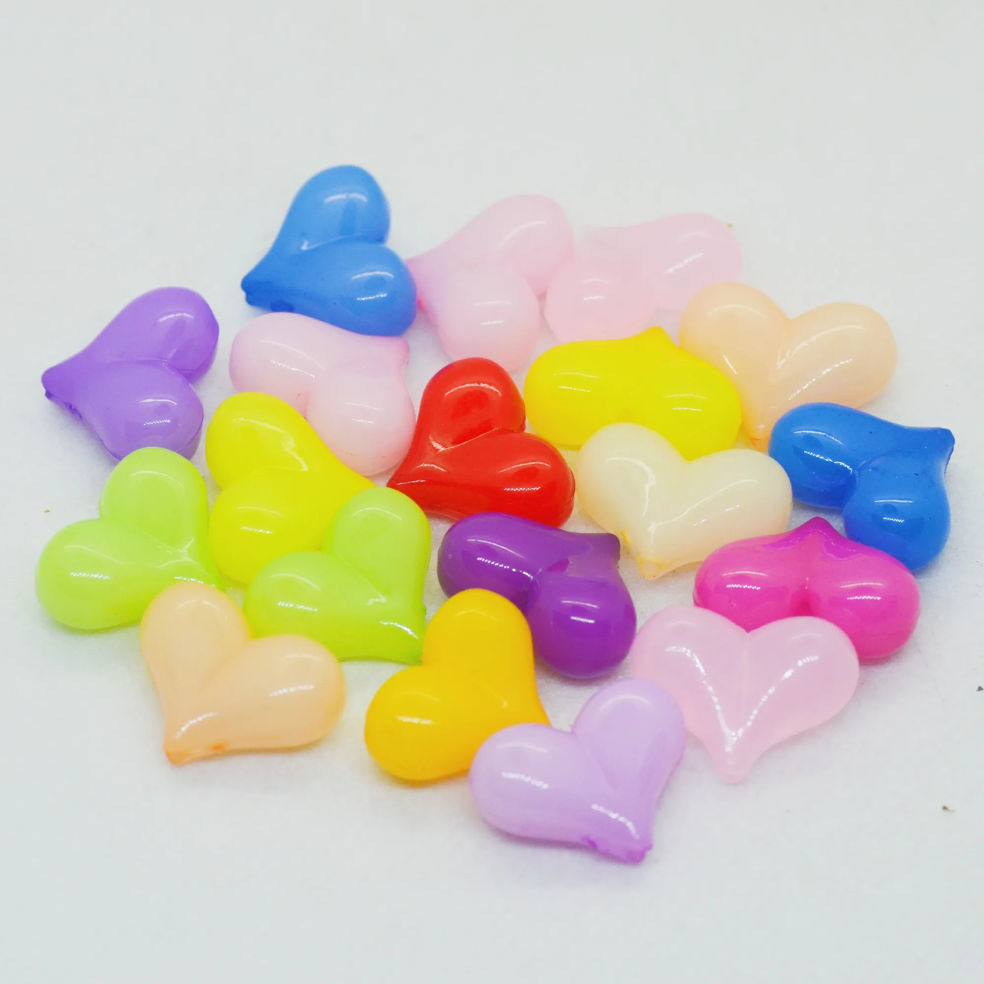 Acrylic Heart Beads For Phone Lanyard Children Jewelry Bracelets Heart Beads DIY Garment Loose 16X21mm