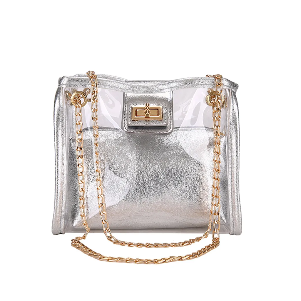 

Crossbody Bags For Women Jelly Transparent Bag Square Package Super Chain Messenger Bag Bolso Transparente Mujer