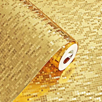 

Grid Mosaic Wall Sticker Glitter Mirror Sparkle Gold Foil Decal TV Background